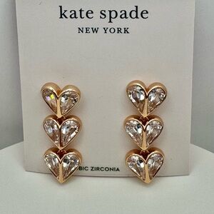 KATE SPADE Rock Solid Stone Linear Heart Earrings NWT